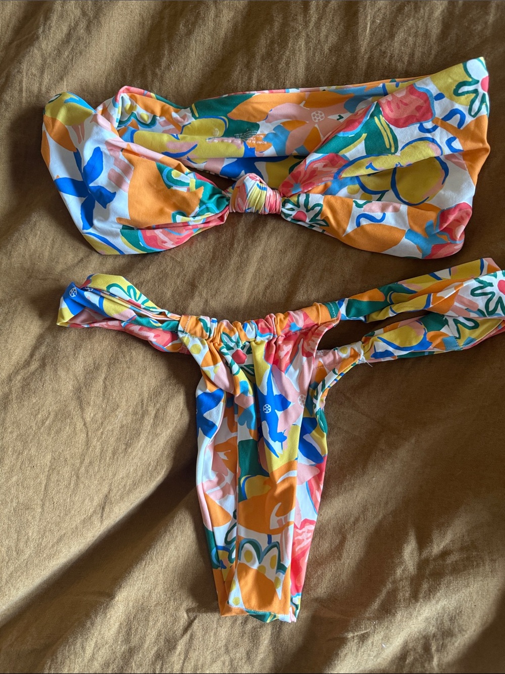 Stone Fox Swim Bandeu Bikini Set top- small, bottom- med